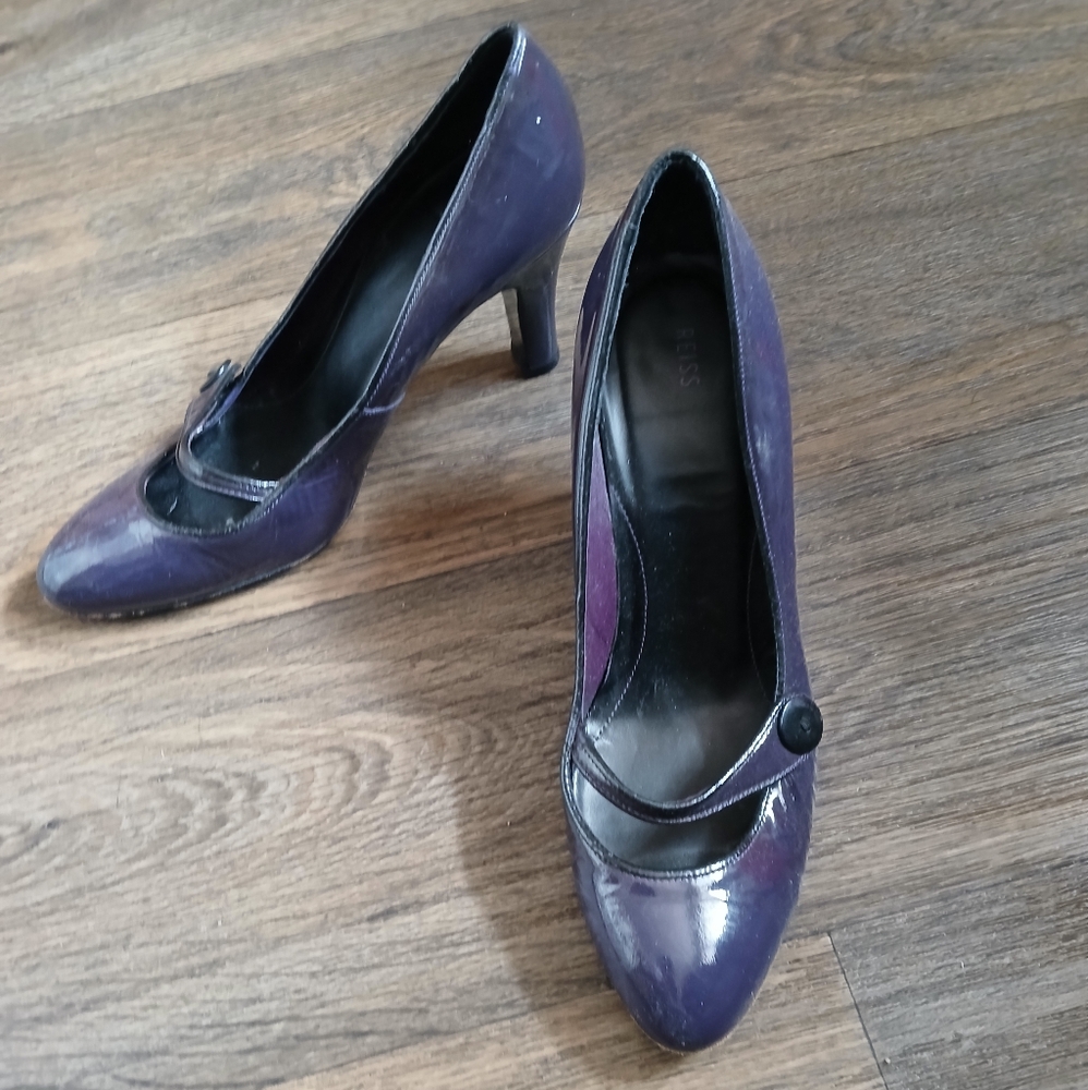 Reiss Purple Leather Heels. Made in Spain